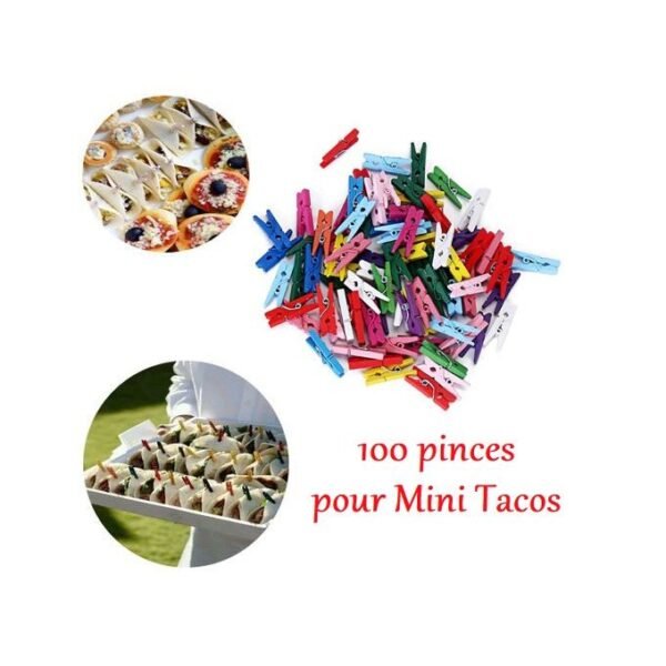Mini pince en bois tacos 100pc