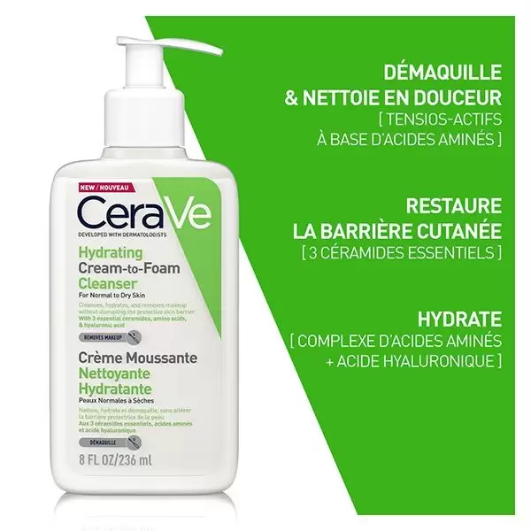 CRÈME MOUSSANTE NETTOYANTE HYDRATANTE 236ML