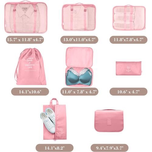 Rangement valise 7pcs rose