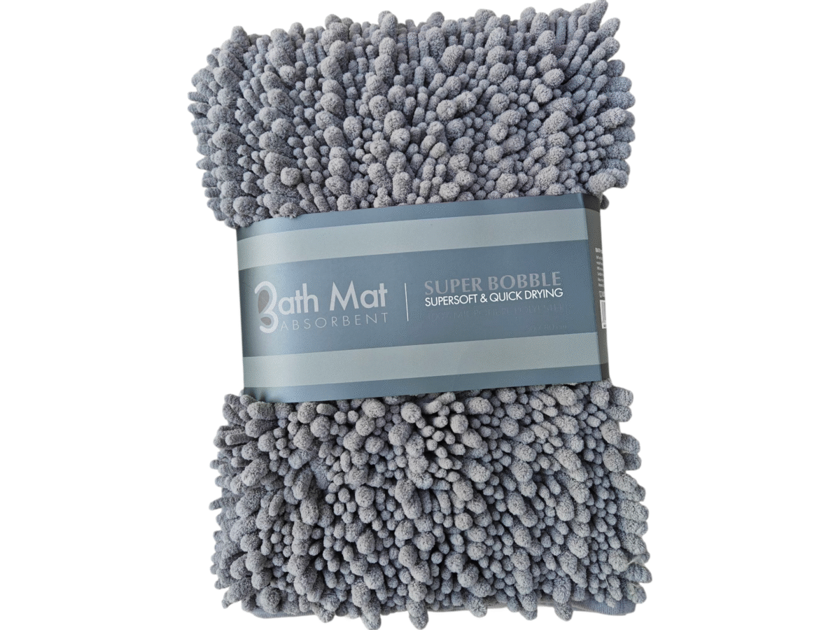 Tapis de bain 50X80Cm Spaghetti Microfibre gris Clair – Image 1