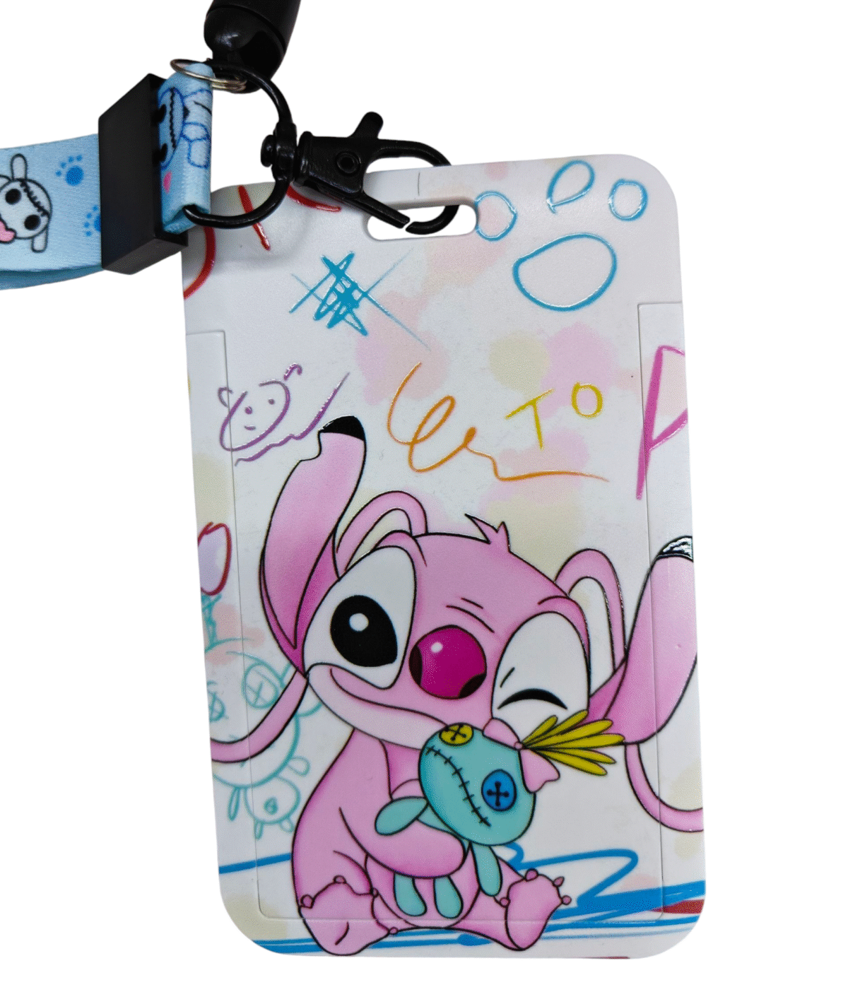 Porte-Badge & Lanière –stitch rose – Image 1